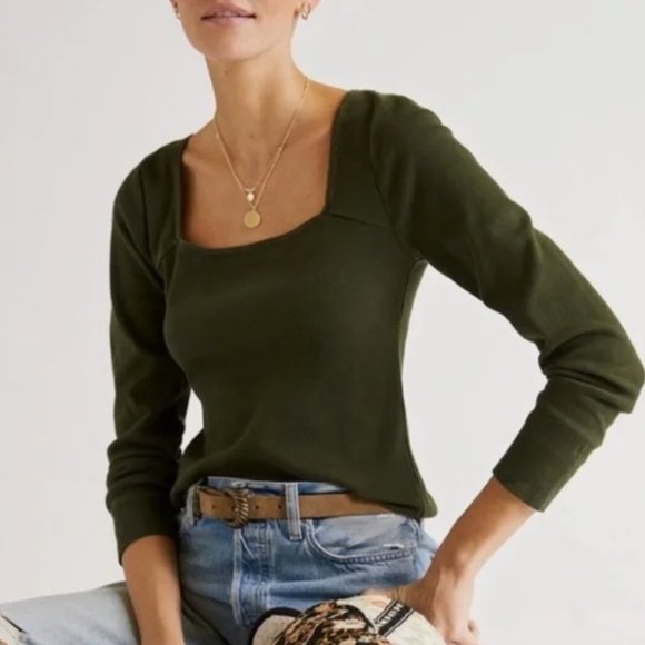 Anthropologie Tops - Anthropologie t. la Ribbed Square Neck Top Shirt